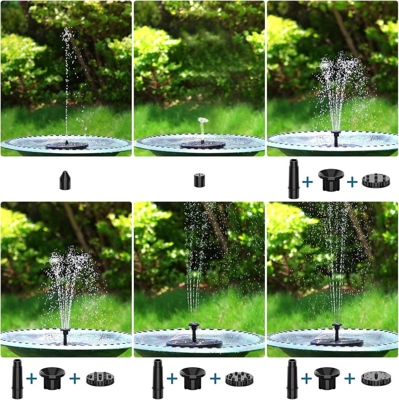 AISITIN 3.5W Solar Bird Bath Fountain Pump, Solar Fountain Pump for Bird Bath with 6 Nozzles, Solar Powered Water Fountain Pump for Garden, Ponds, Pool, Fish Tank, Aquarium and Outdoor, Black - Image 4